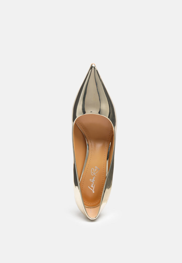 Poudre Metallic Patent Faux Leather Pumps - Glamourous Grace