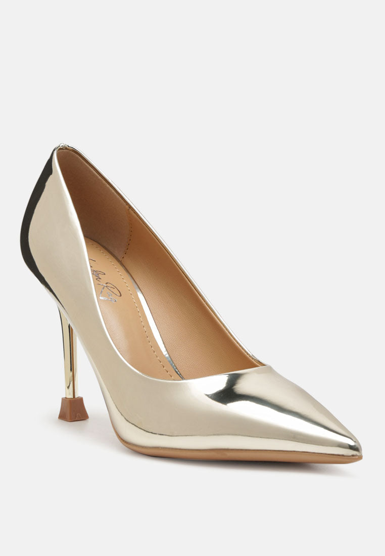 Poudre Metallic Patent Faux Leather Pumps - Glamourous Grace