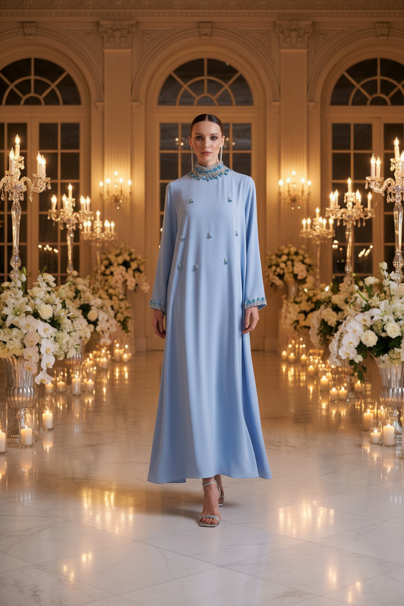 Powder Blue Kaftan - Front Alt