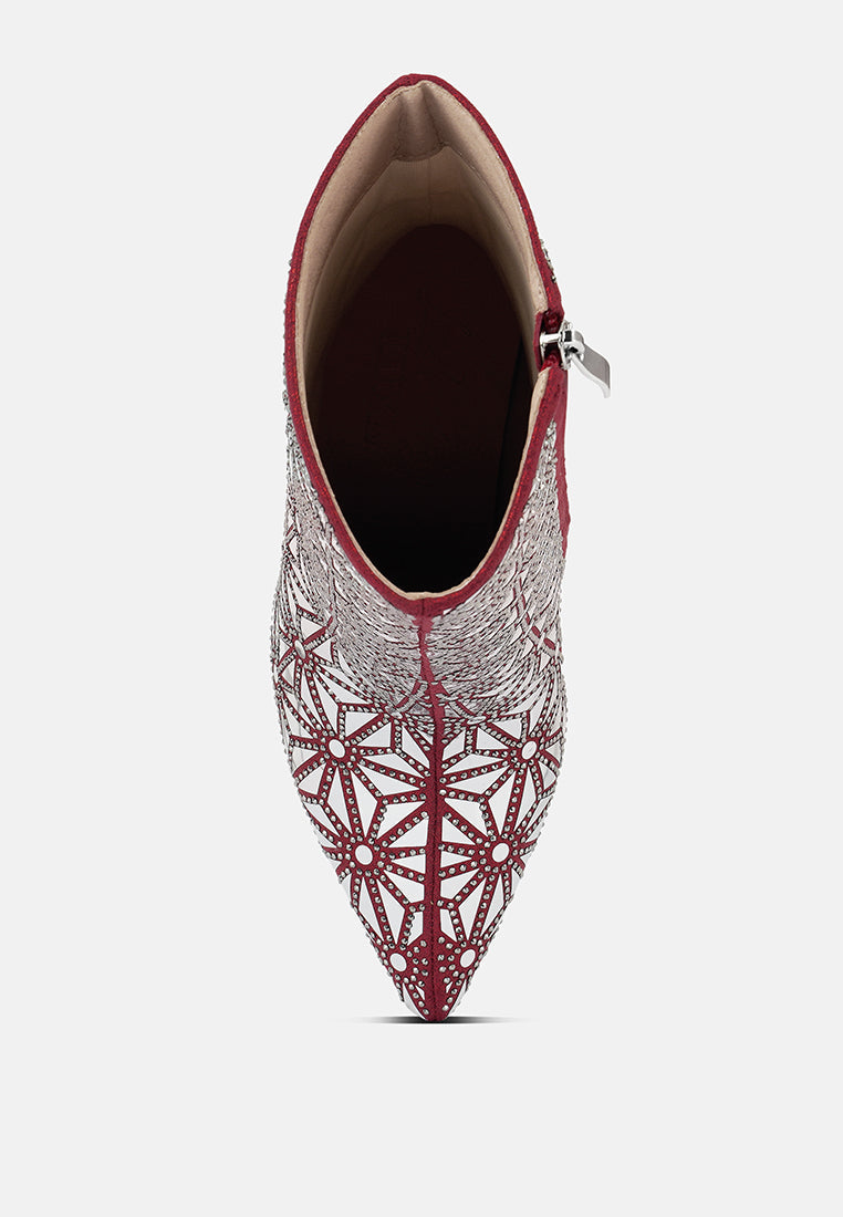 Precious Mirror Embellished High Ankle Boots - Glamourous Grace