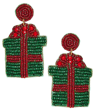 Present Beaded Christmas Earring - Glamourous Grace