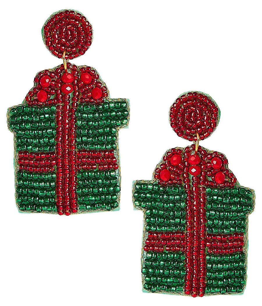 Present Beaded Christmas Earring - Glamourous Grace