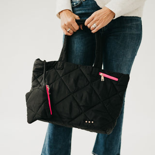 Presley Puffer Quilted Tote Bag With Pouch