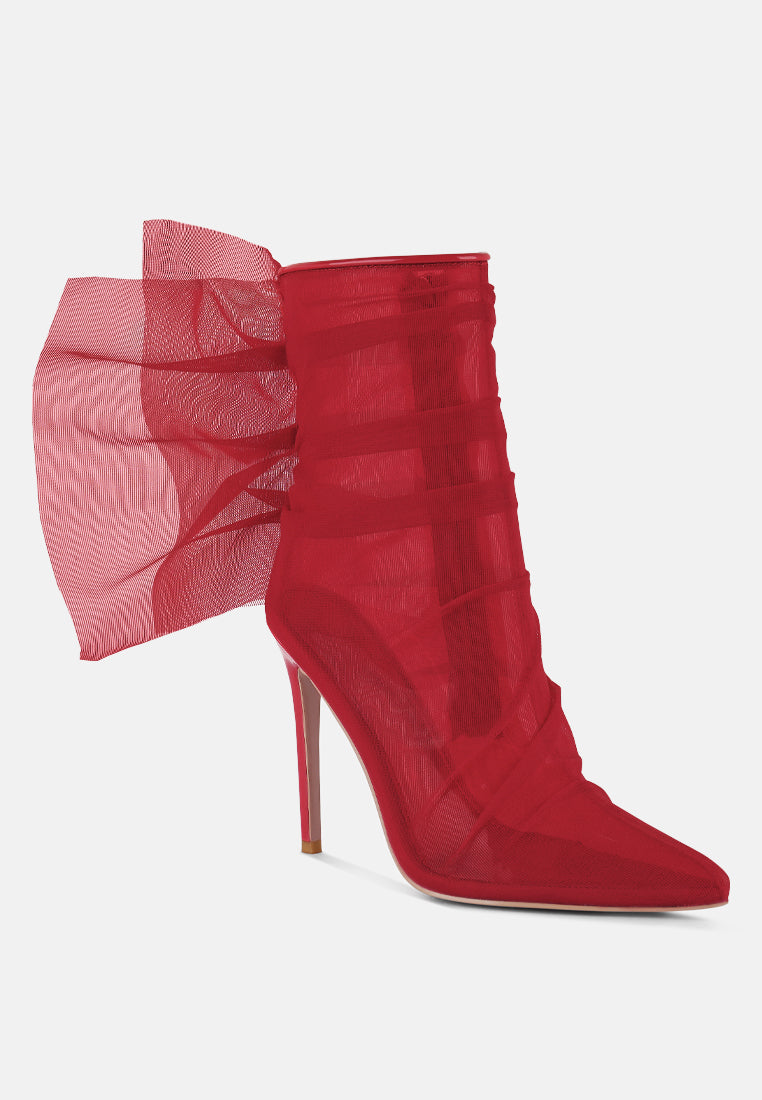 Princess Organza Wrapped Style Heeled Ankle Boots - Glamourous Grace