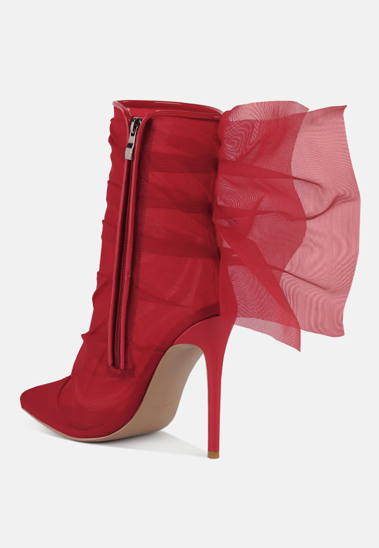 Princess Organza Wrapped Style Heeled Ankle Boots - Glamourous Grace