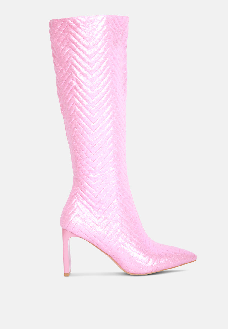 Prinkles Quilted Italian Block Heel Calf Boots - Glamourous Grace
