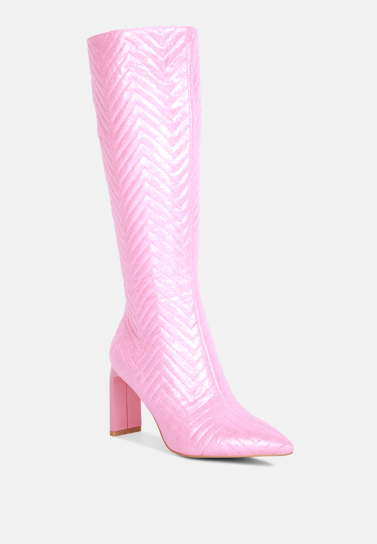 Prinkles Quilted Italian Block Heel Calf Boots - Glamourous Grace