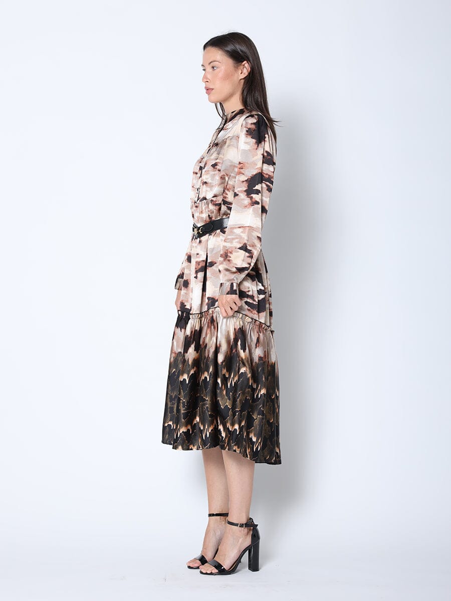Print Mock Neck Belted Dress - Glamourous Grace