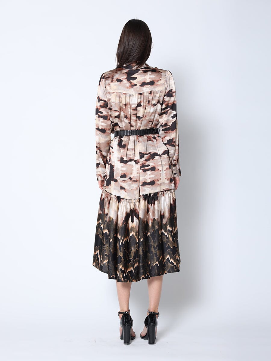 Print Mock Neck Belted Dress - Glamourous Grace