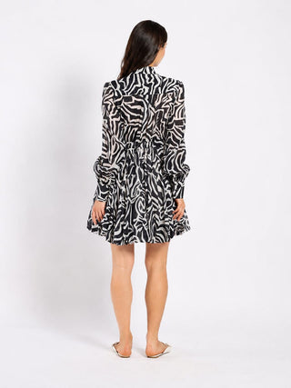 Printed Mini Dress with a Balloon Skirt Silhouette