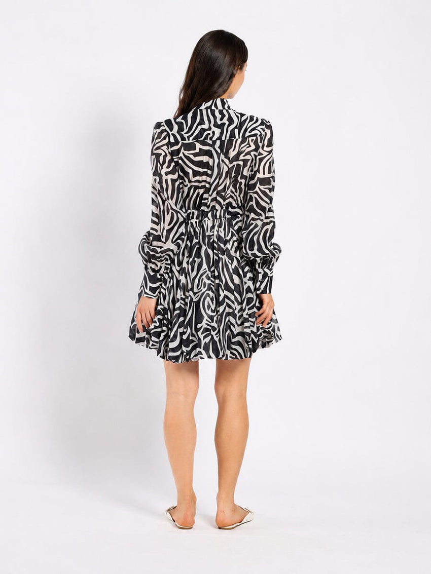 Printed Mini Dress with a Balloon Skirt Silhouette