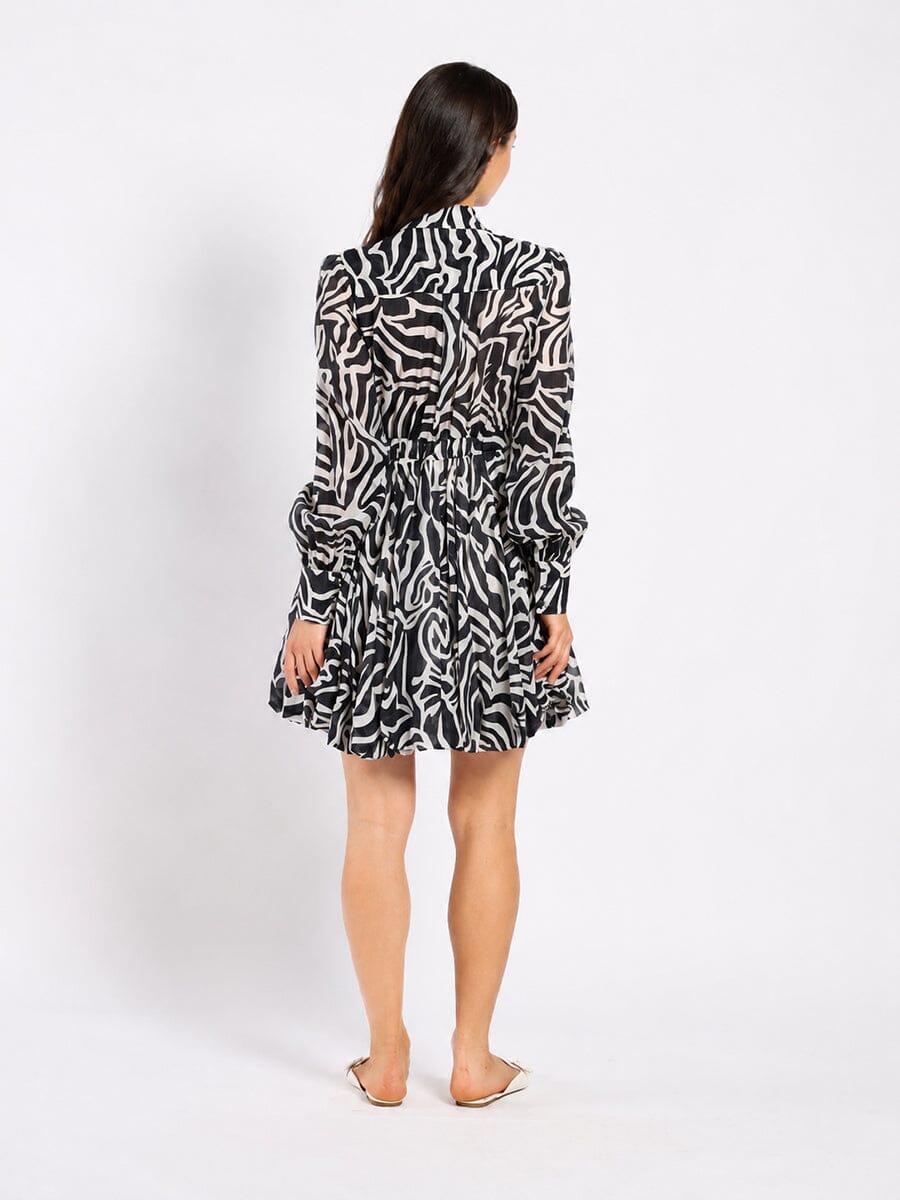Printed Mini Dress with a Balloon Skirt Silhouette - Glamourous Grace