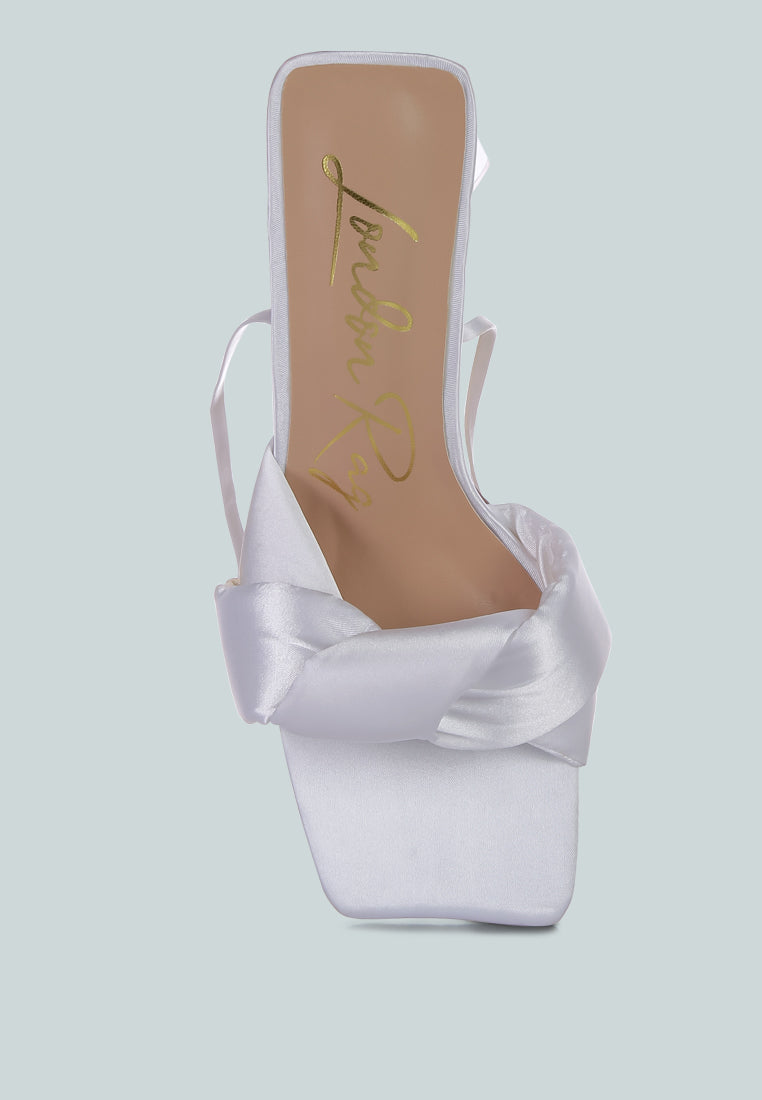 Pristine Satin Strap Triangular Block Heel Sandals - Glamourous Grace