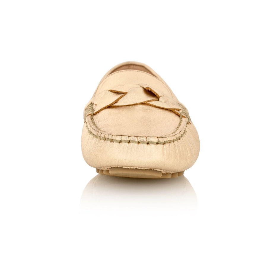 PIPER Leather Driving Loafer Gold Metallic - Glamourous Grace
