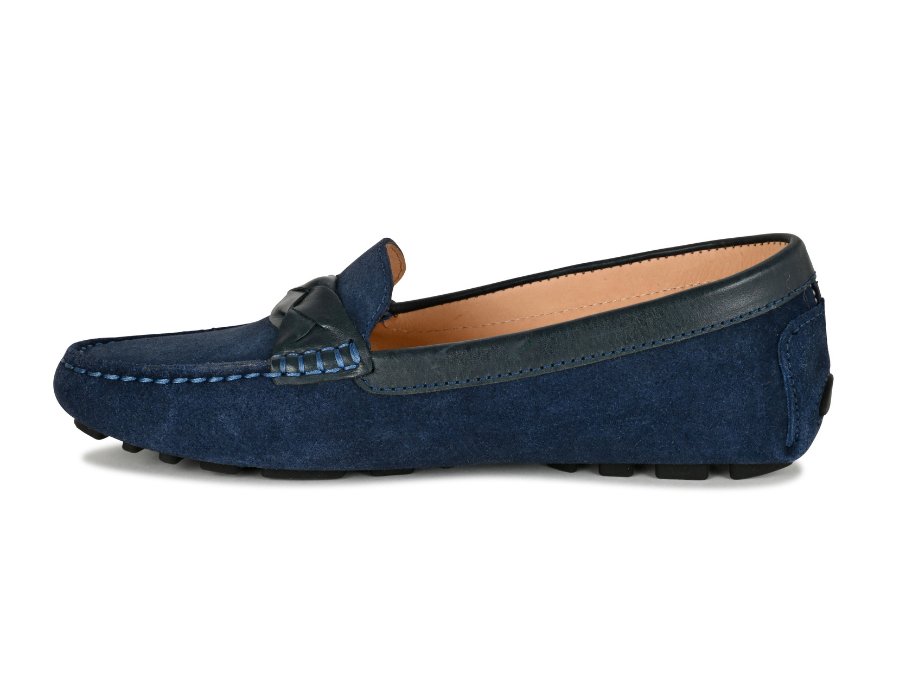 PIPER Leather Driving Loafer Navy - Glamourous Grace