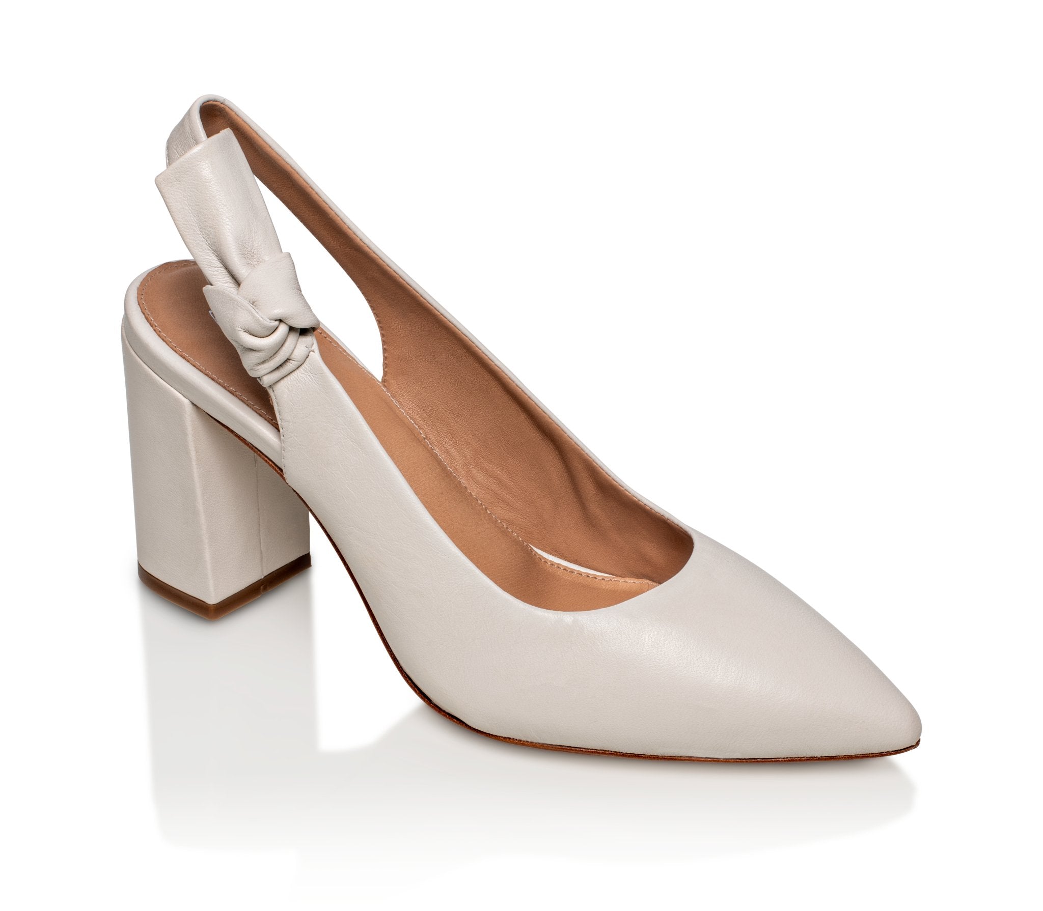 Daphne Leather Slingback Pump Off-White - Glamourous Grace