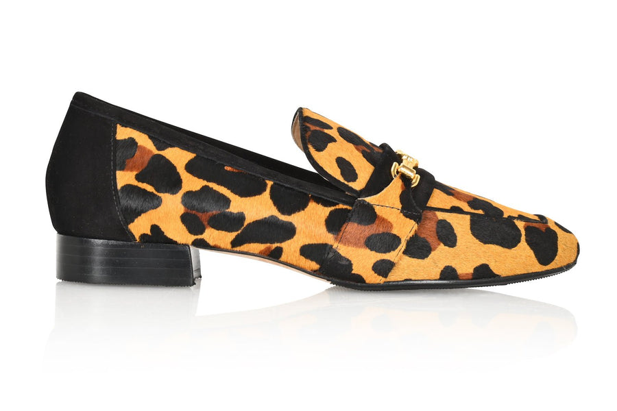 Adonis Leopard Hair Calf/Black Suede Loafer - Glamourous Grace
