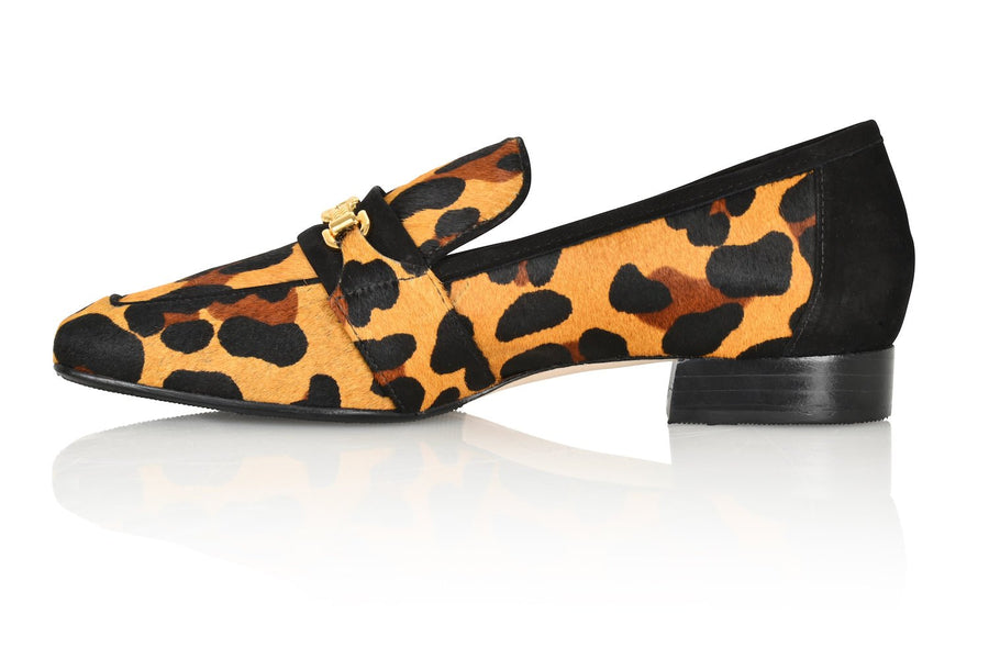 Adonis Leopard Hair Calf/Black Suede Loafer - Glamourous Grace