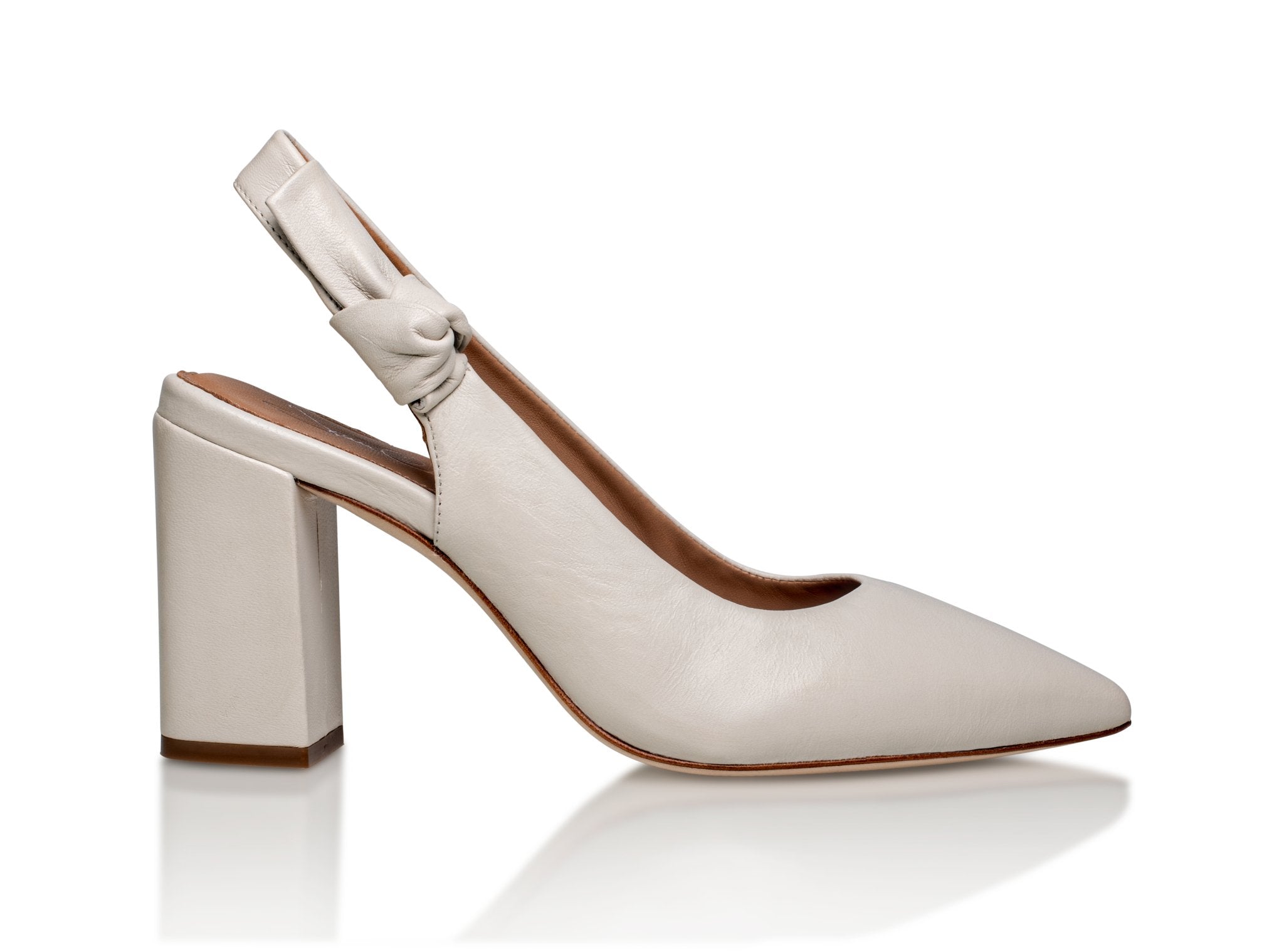 Daphne Leather Slingback Pump Off-White - Glamourous Grace