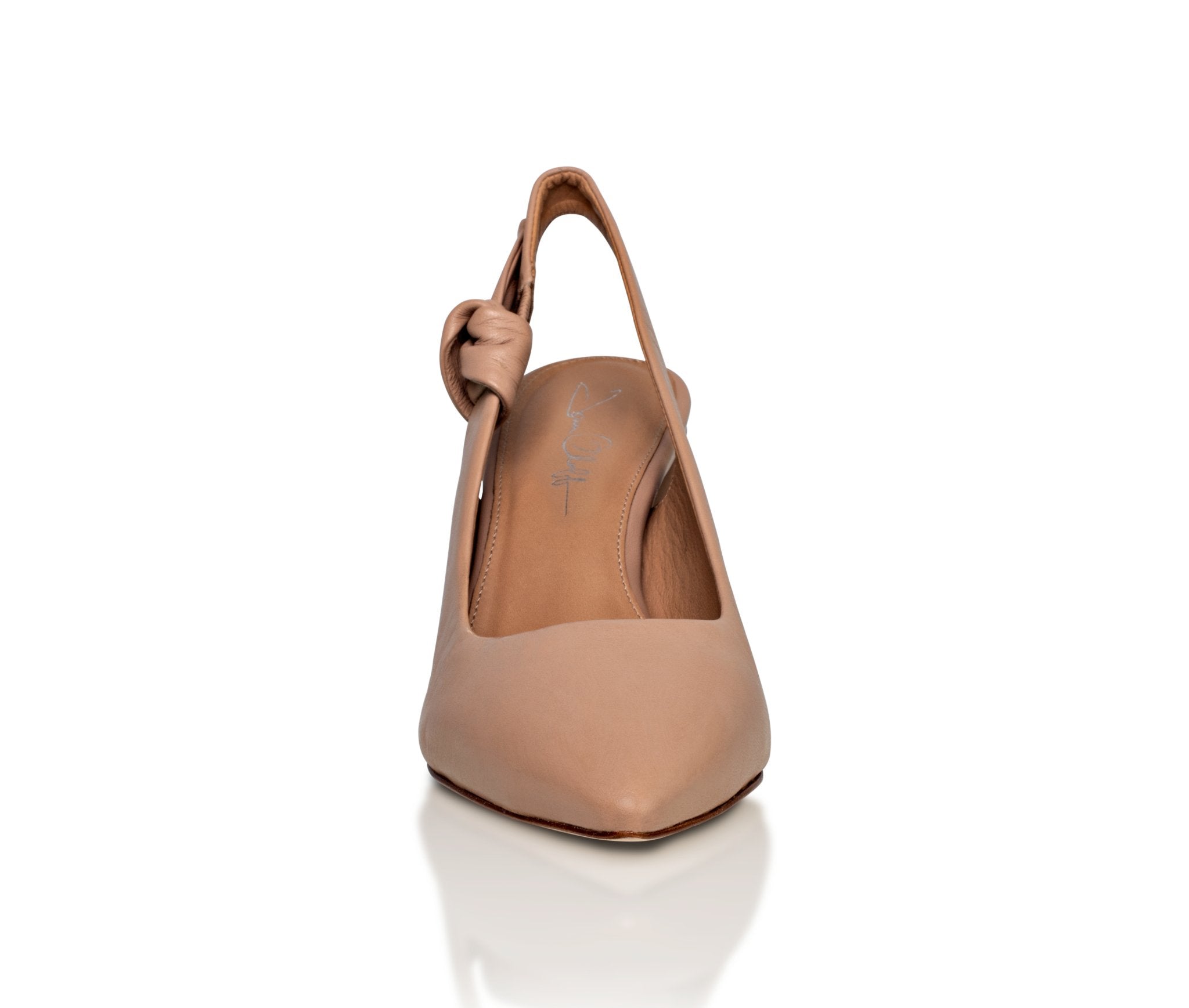 Daphne Leather Slingback Pump Taupe - Glamourous Grace
