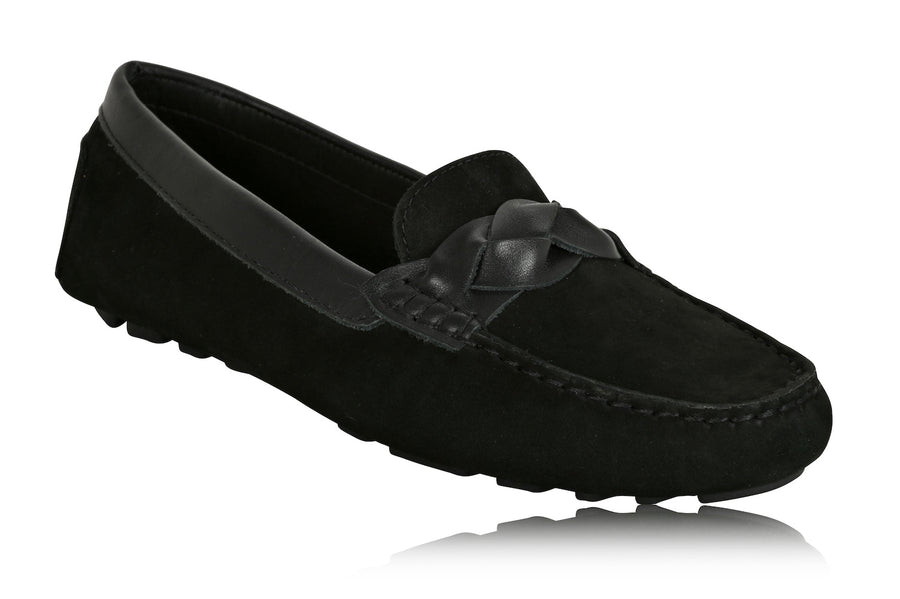 PIPER Leather Driving Loafer Black - Glamourous Grace