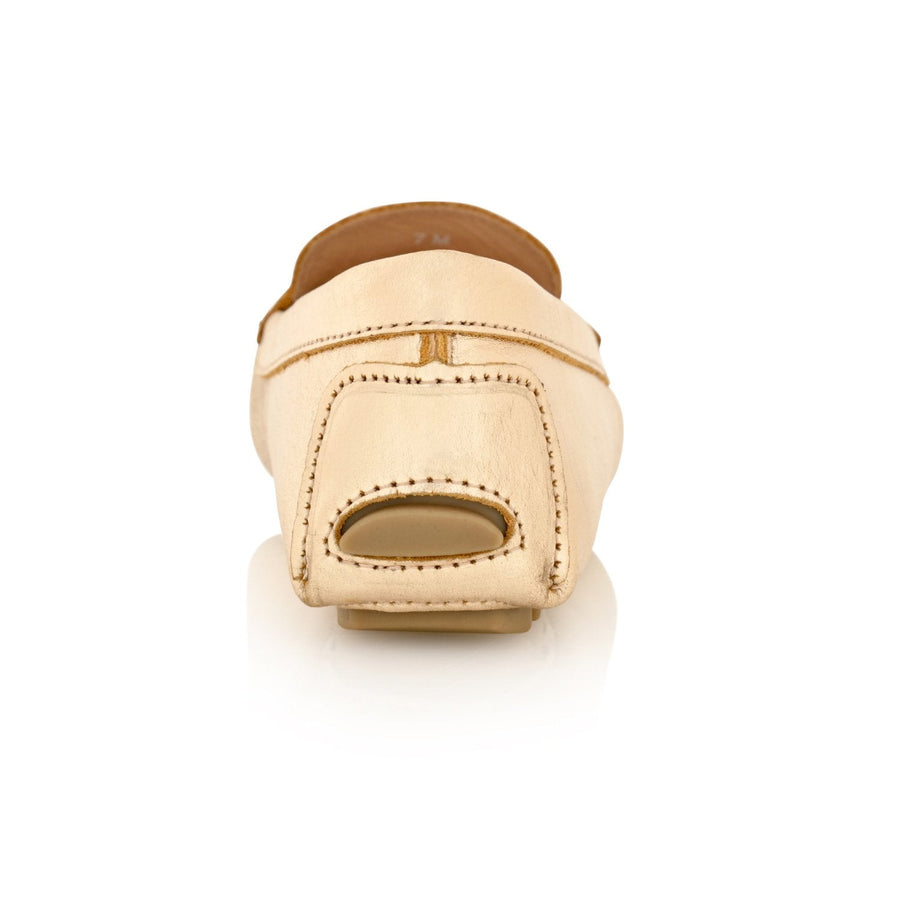 PIPER Leather Driving Loafer Gold Metallic - Glamourous Grace