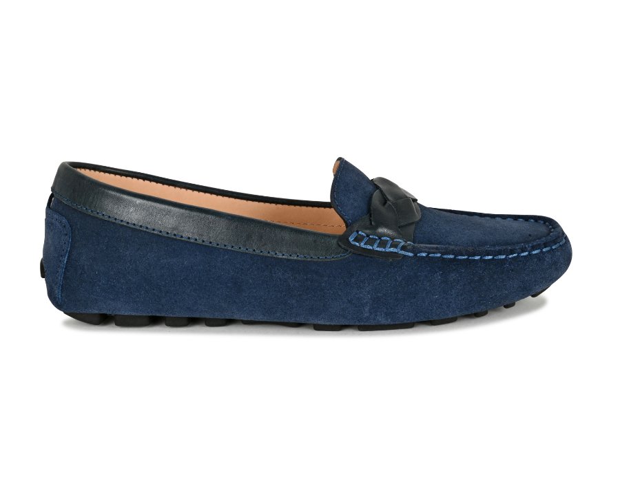 PIPER Leather Driving Loafer Navy - Glamourous Grace