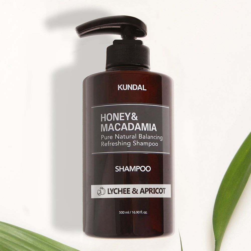 KUNDAL HONEY&MACADAMIA Pure Natural Balancing Refreshing Shampoo 500ml #LYCHEE & APRICOT - Glamourous Grace