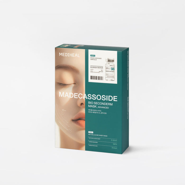 MEDIHEAL Madecassoside Bio Seconderm Mask Blemish Soothing (Ampoule 4ml + Mask 23ml) X 10ea - Glamourous Grace