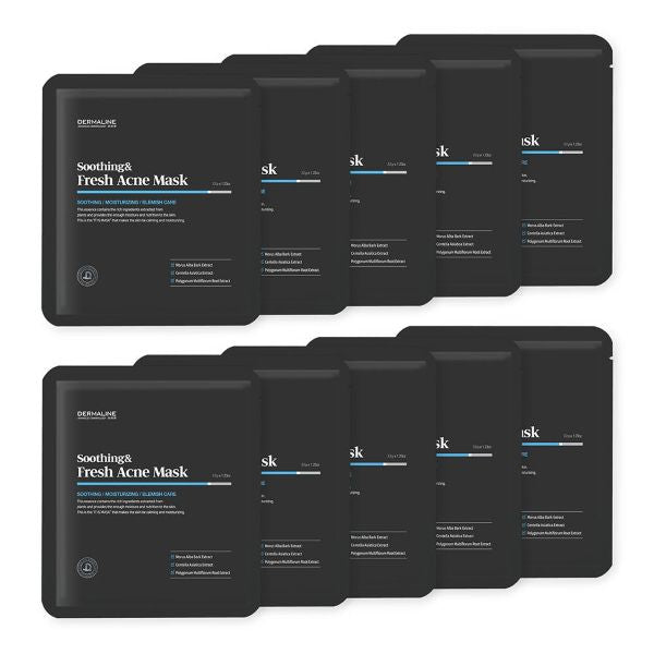 DERMALINE Soothing & Refresh Acne Mask Pack Set 32g X 10ea - Glamourous Grace