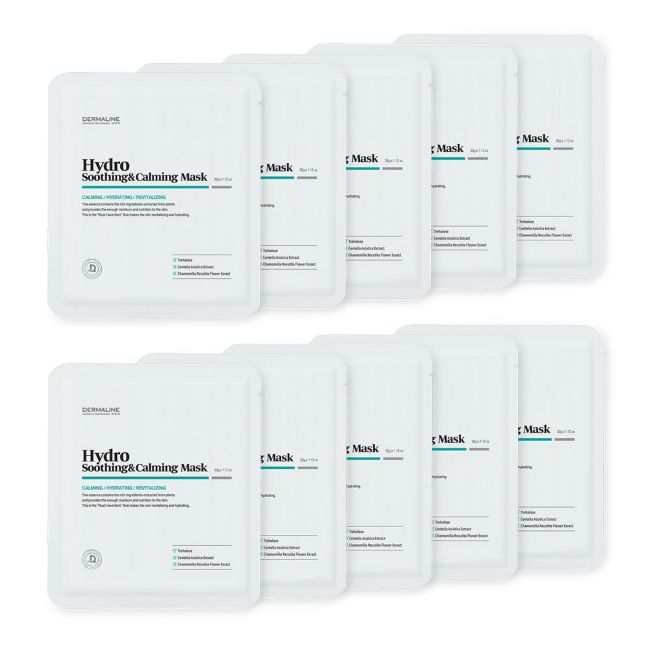 DERMALINE Hydro Soothing and Calming Mask Pack Set 32g X 10ea - Glamourous Grace