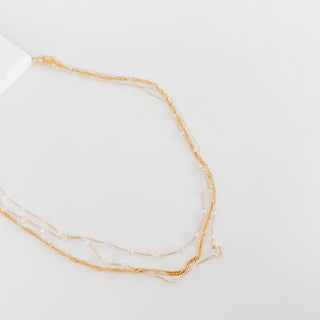Multi Layered Beaded Chain Necklace