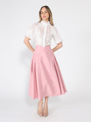 Puff sleeve embroidered organza top