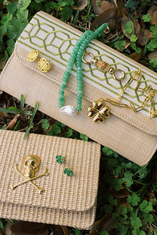 Puffy Shamrock Necklace with gold chain - 18k Plated Necklace - Glamourous Grace
