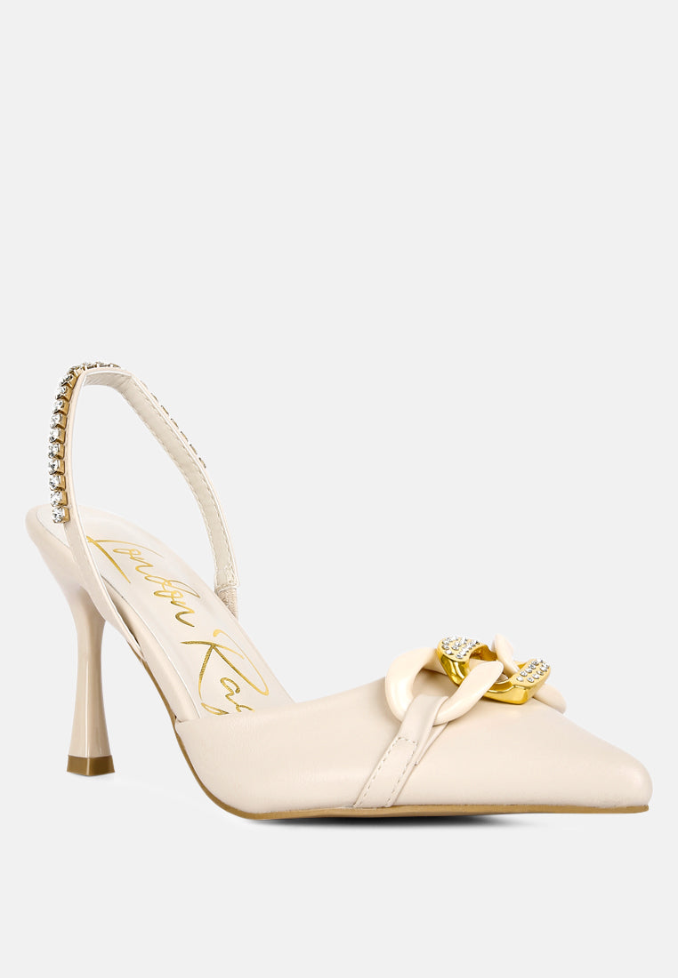 Pull Me Diamante Embellished Chain Sandals - Glamourous Grace