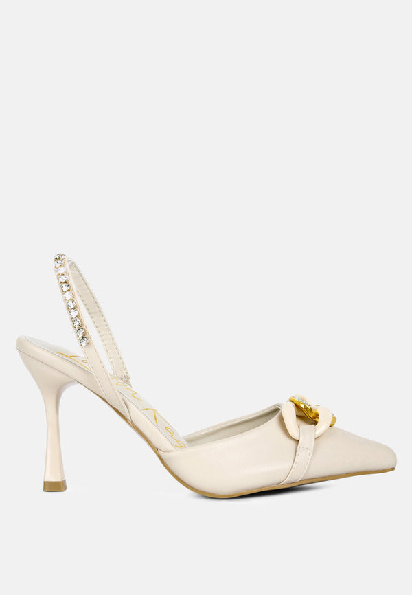 Pull Me Diamante Embellished Chain Sandals - Glamourous Grace