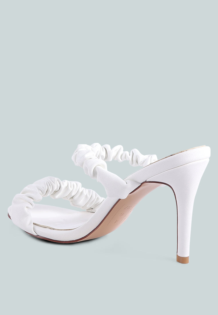 Qualie Ruched Strap Stiletto Sandals - Glamourous Grace
