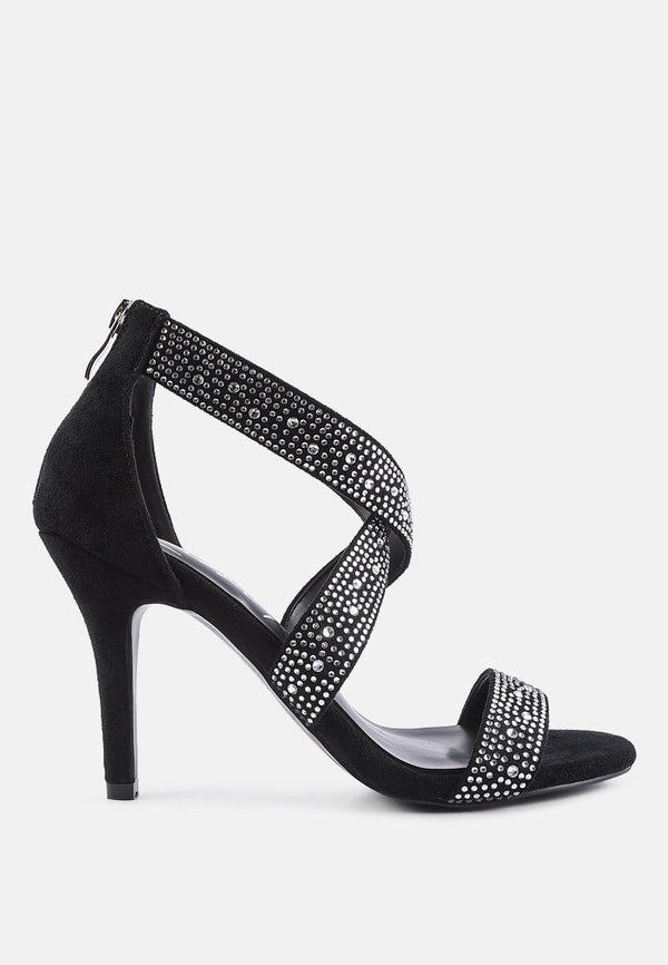 Queen Bee Rhinestone High Heeled Sandals - Glamourous Grace