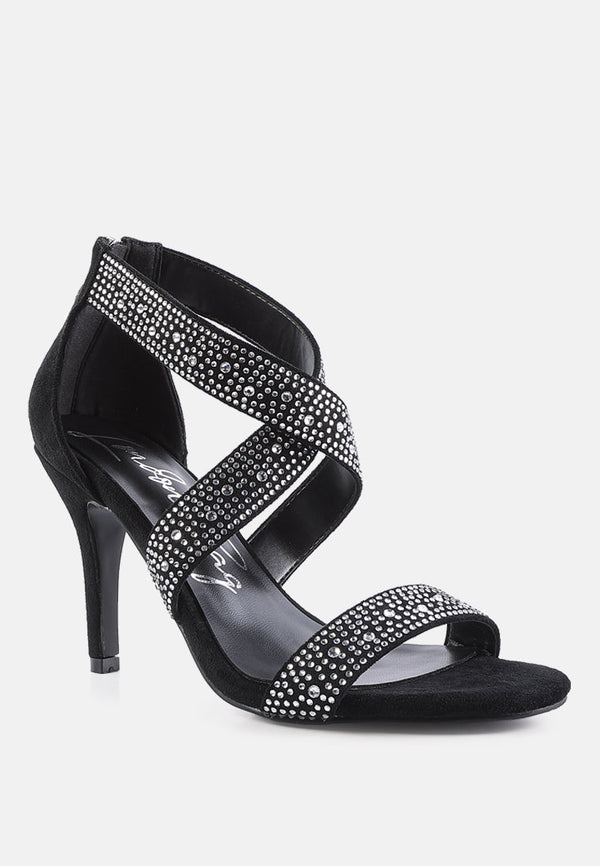Queen Bee Rhinestone High Heeled Sandals - Glamourous Grace