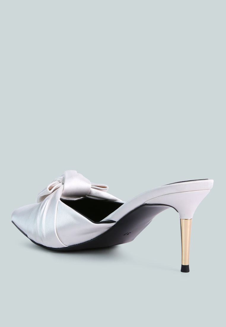Queenie Satin Stiletto Mule Sandals - Glamourous Grace