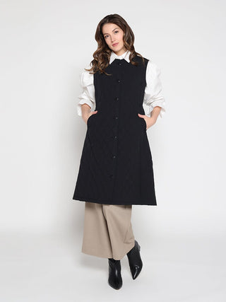 Quilted Sleeveless Long Vest