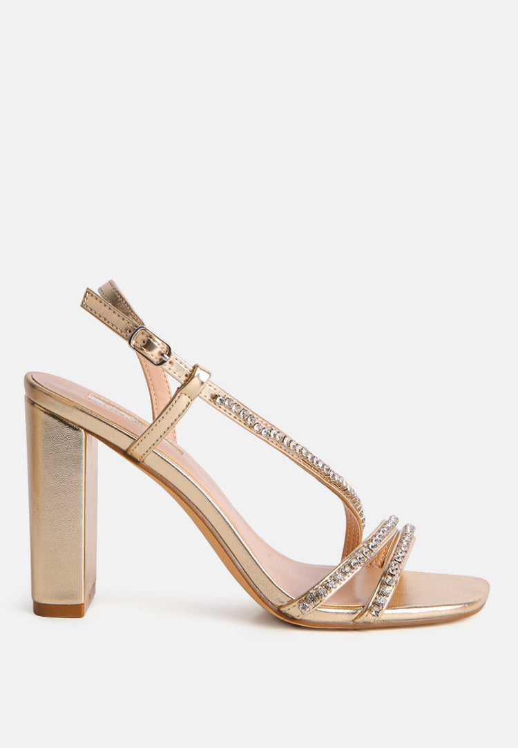 Raisins Pie Diamante Embellished Block Heel Sandals - Glamourous Grace