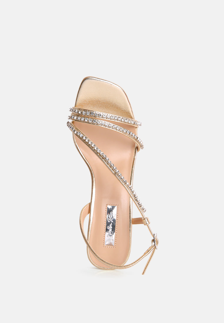 Raisins Pie Diamante Embellished Block Heel Sandals - Glamourous Grace