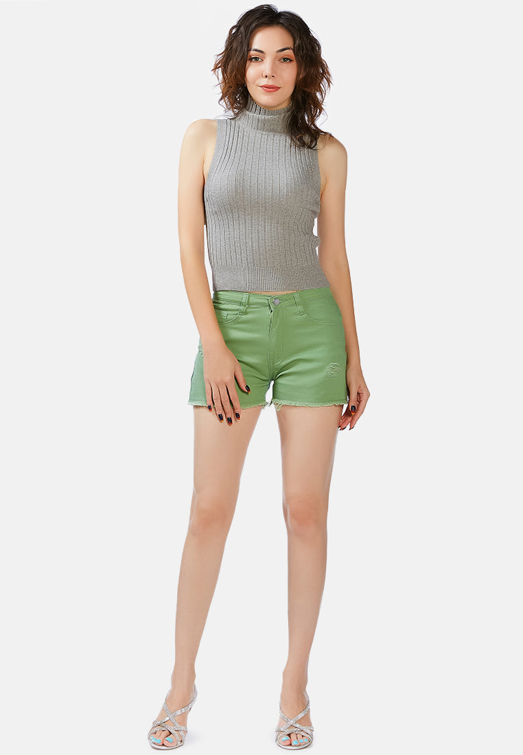 Raw Hem Denim Shorts - Glamourous Grace
