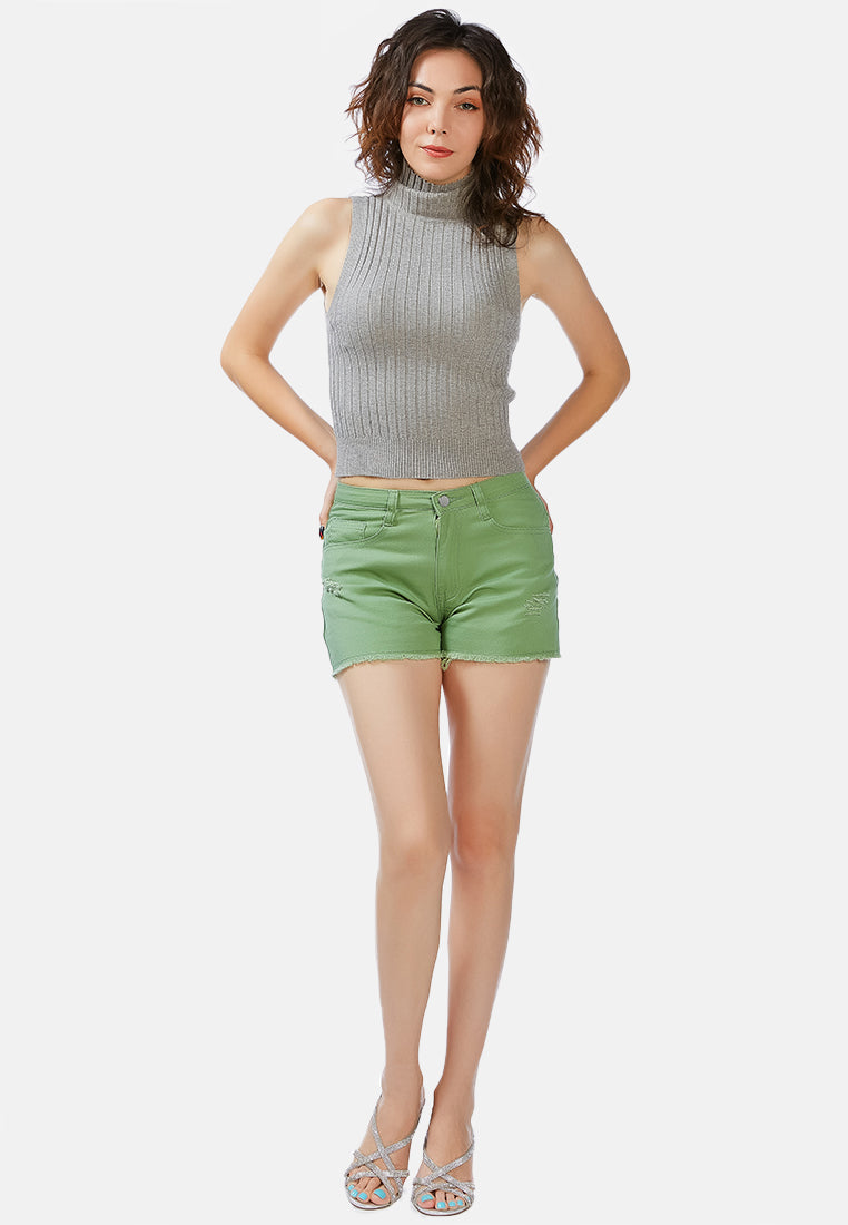 Raw Hem Denim Shorts - Glamourous Grace