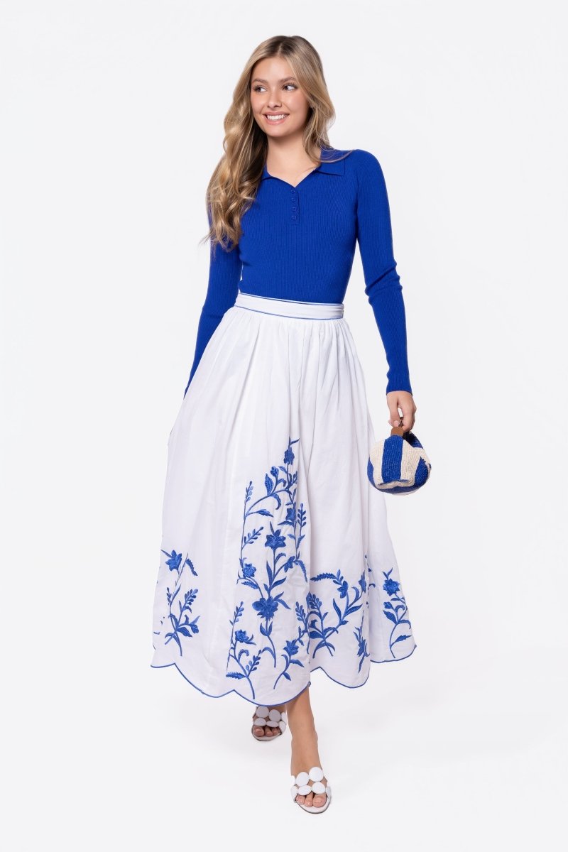 Raya Skirt (White/Blue) - Glamourous Grace