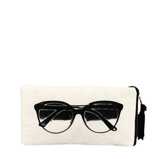 Glasses Case with Outside Pocket – Cream - Glamourous Grace