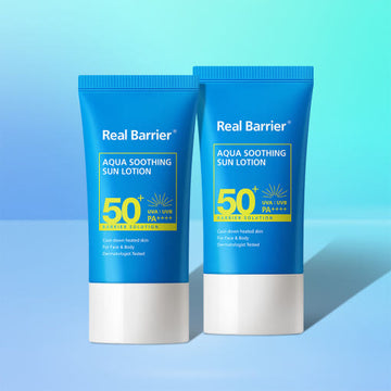 [Real Barrier] Aqua Soothing Sun Lotion SPF50+PA++++ 1+1 (50ml+50ml) - Glamourous Grace