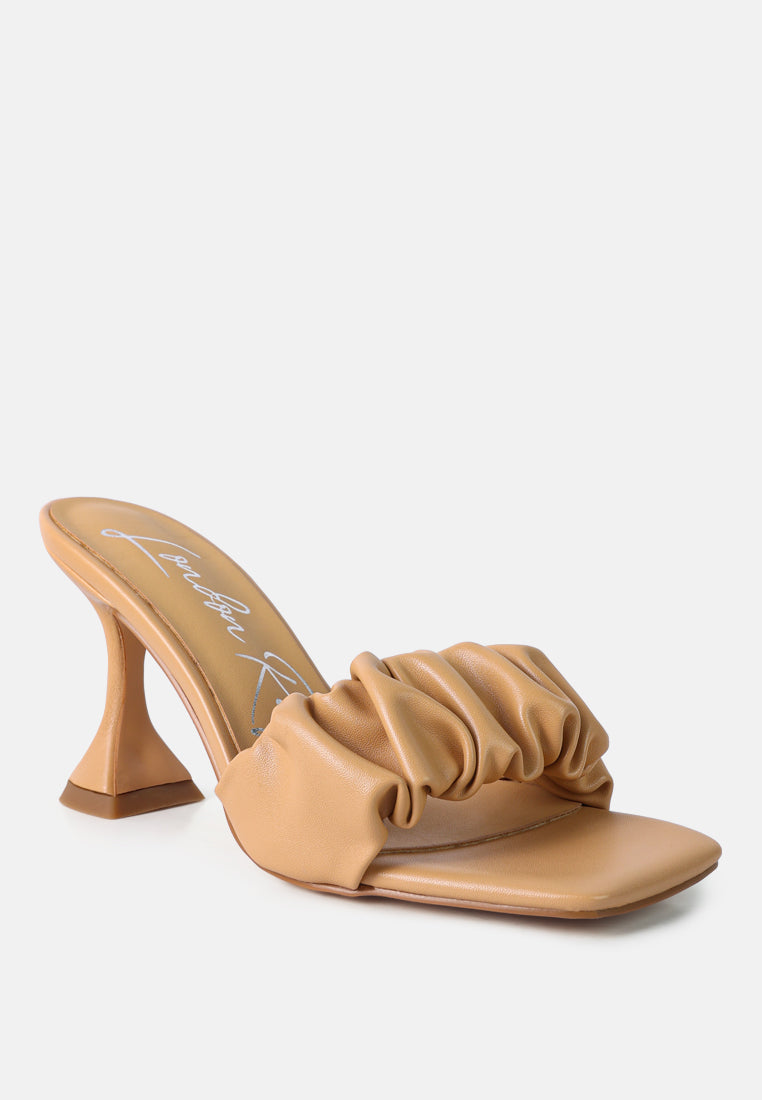 Rebel Ruched Straps Spool Heel Sandals - Glamourous Grace