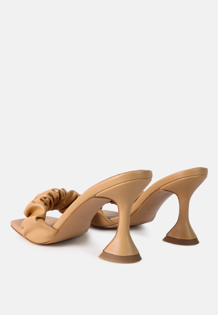 Rebel Ruched Straps Spool Heel Sandals - Glamourous Grace